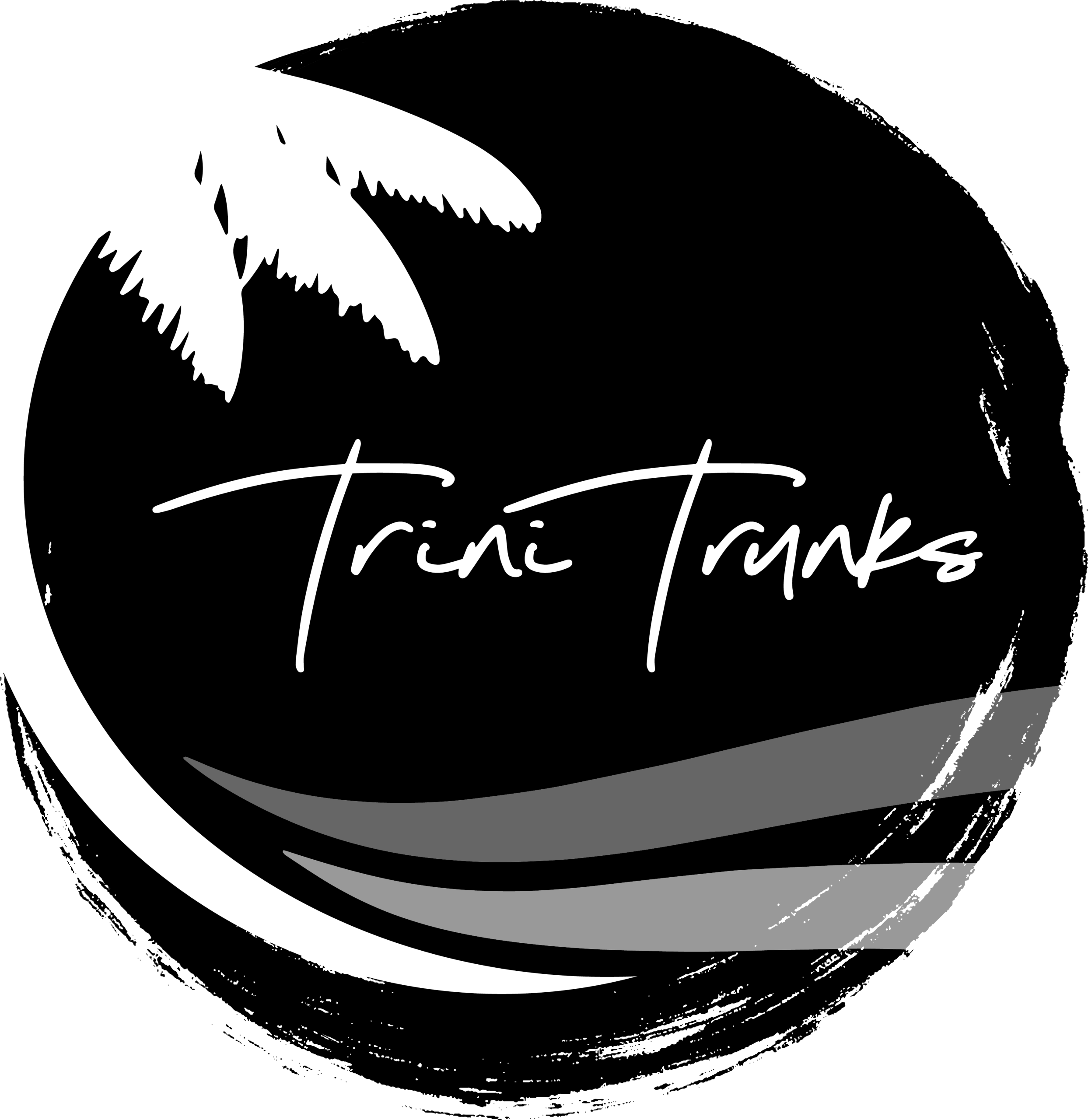 Trini Trunks logo with a palm tree