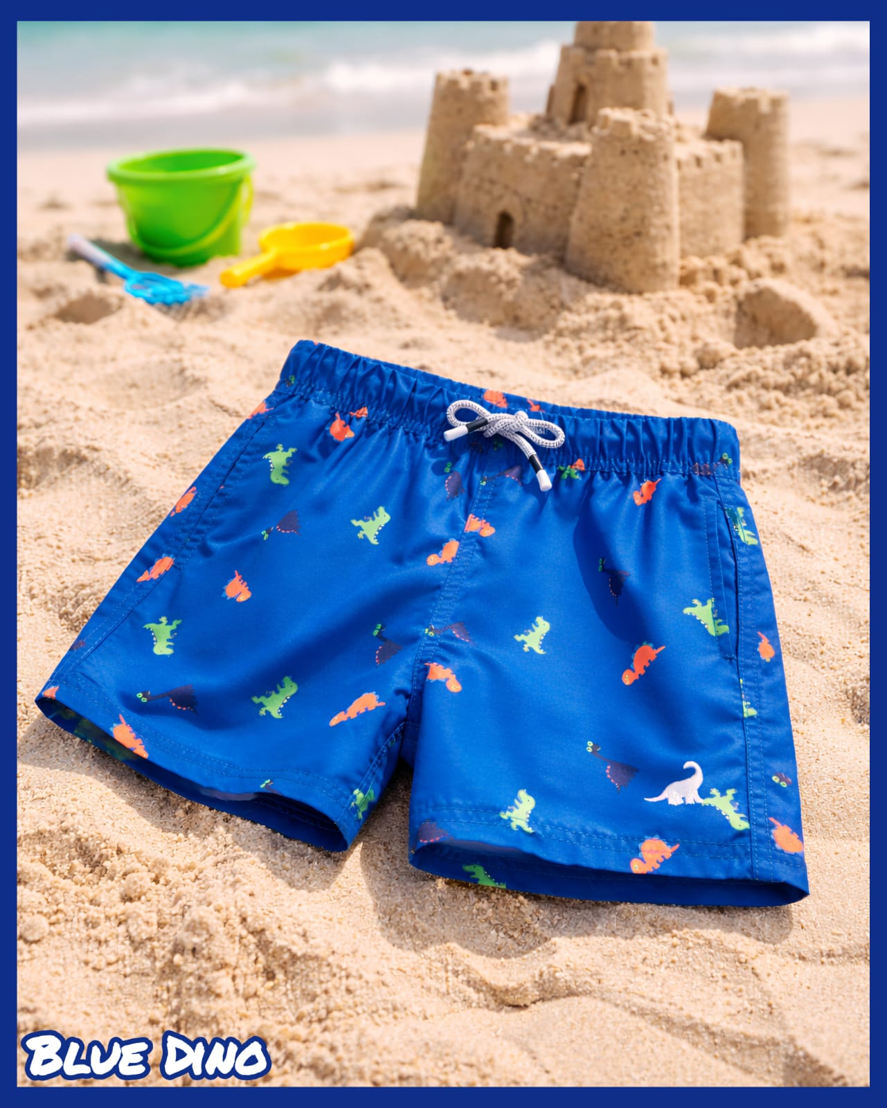 Blue Dino – Kids QuickDry Trunks — blue dino
