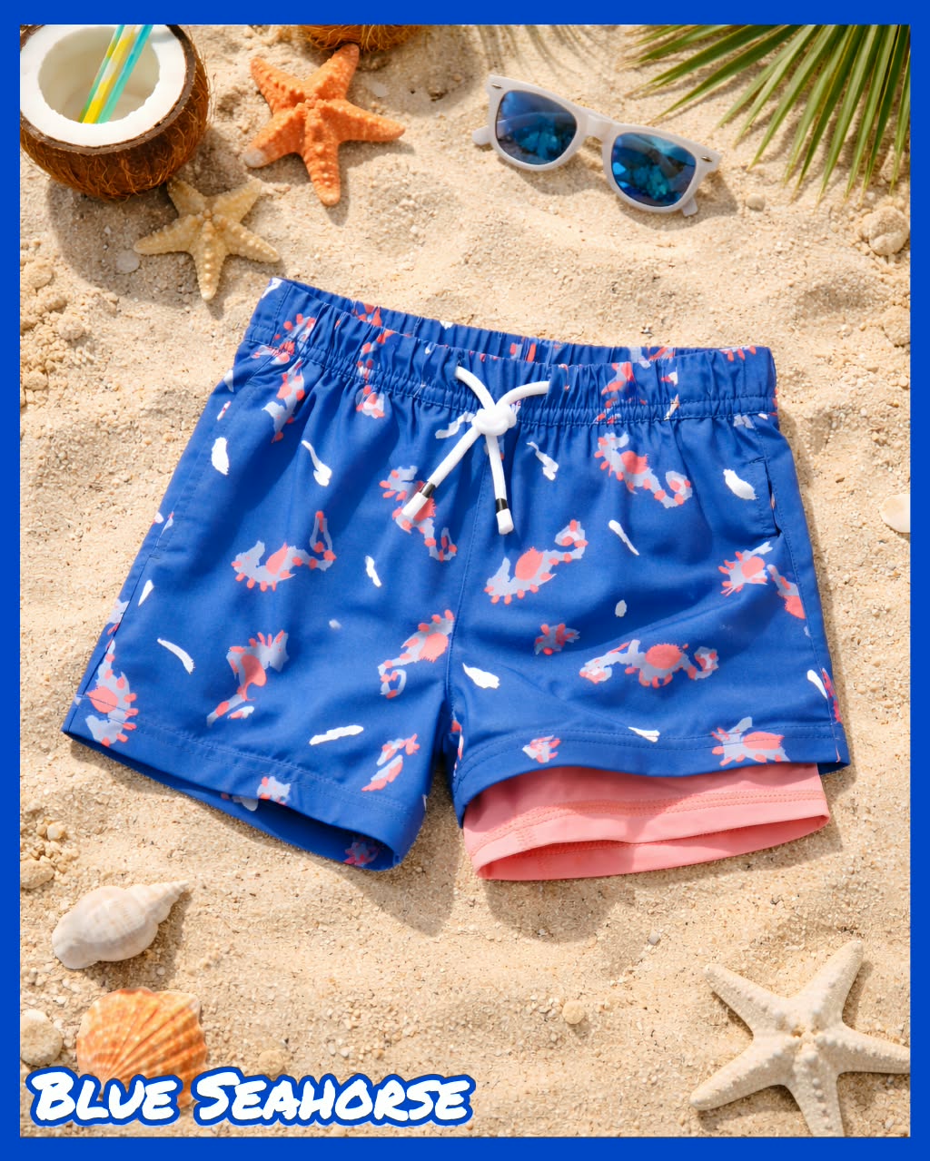 Blue Seahorse – Kids Compression Trunks — blue seahorse
