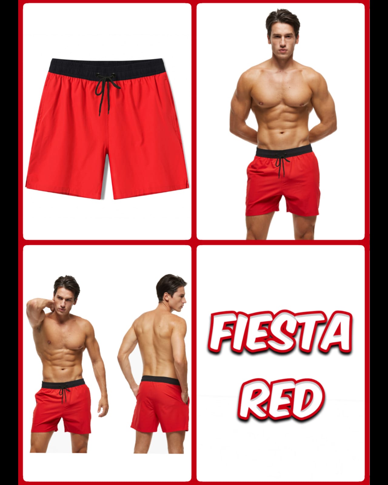 Fiesta Red Comfort Stretch Trunks — Fiesta Red 01
