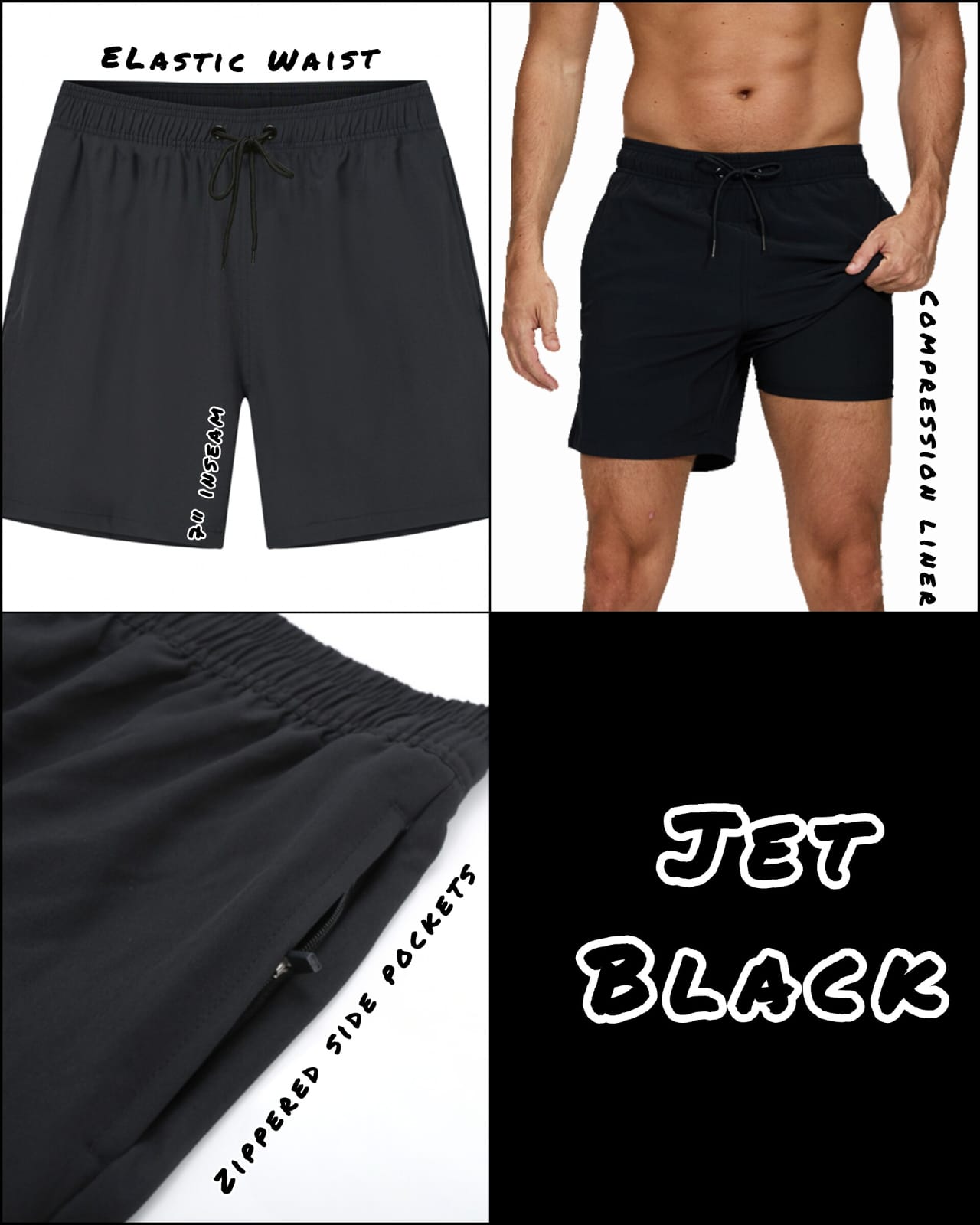 Jet Black Compression Trunks — Jet Black 01