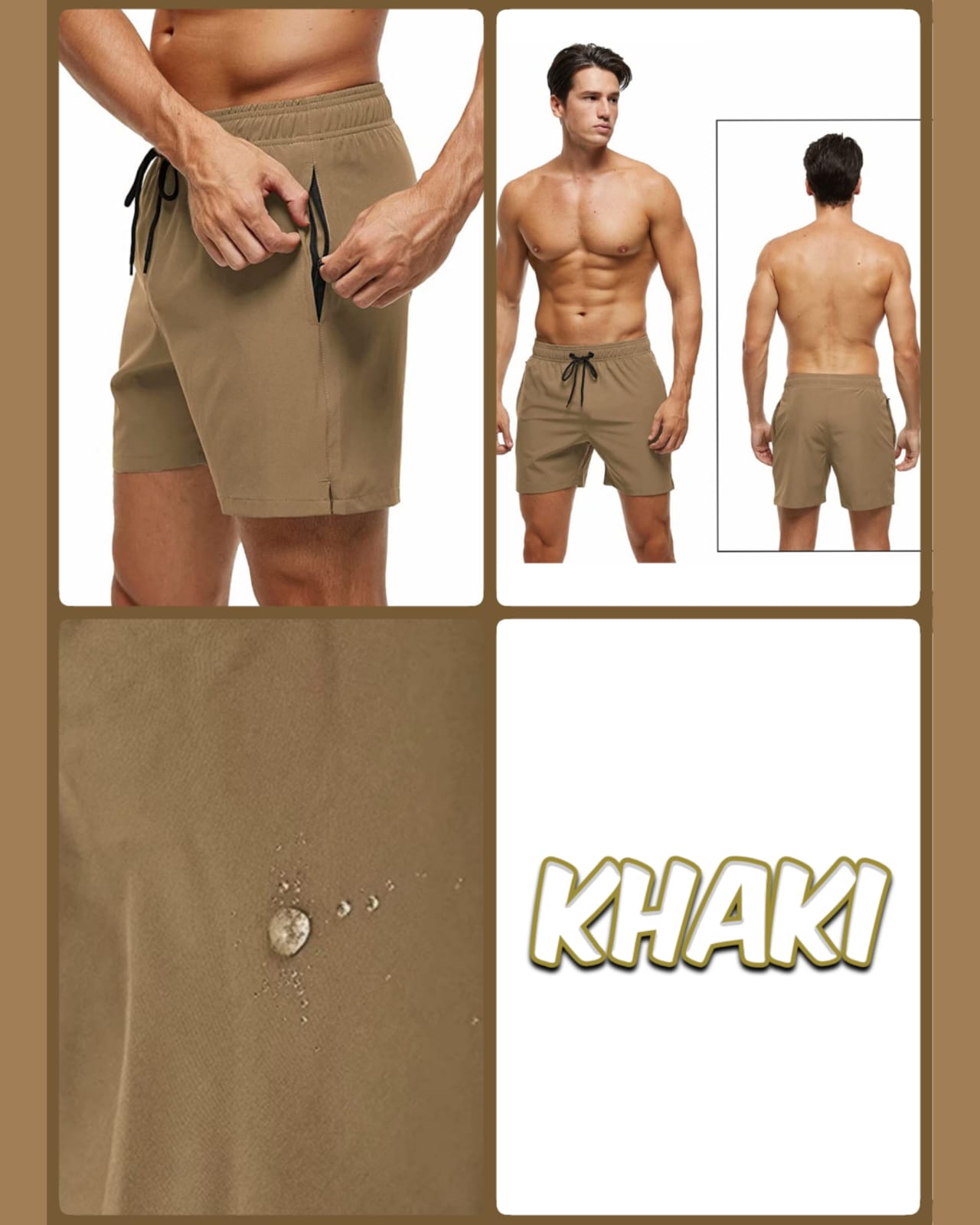 Khaki Comfort Stretch Trunks — Khaki 01