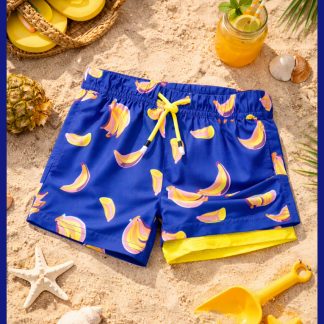 Navy Plantain – Kids Compression Trunks — navy plantain