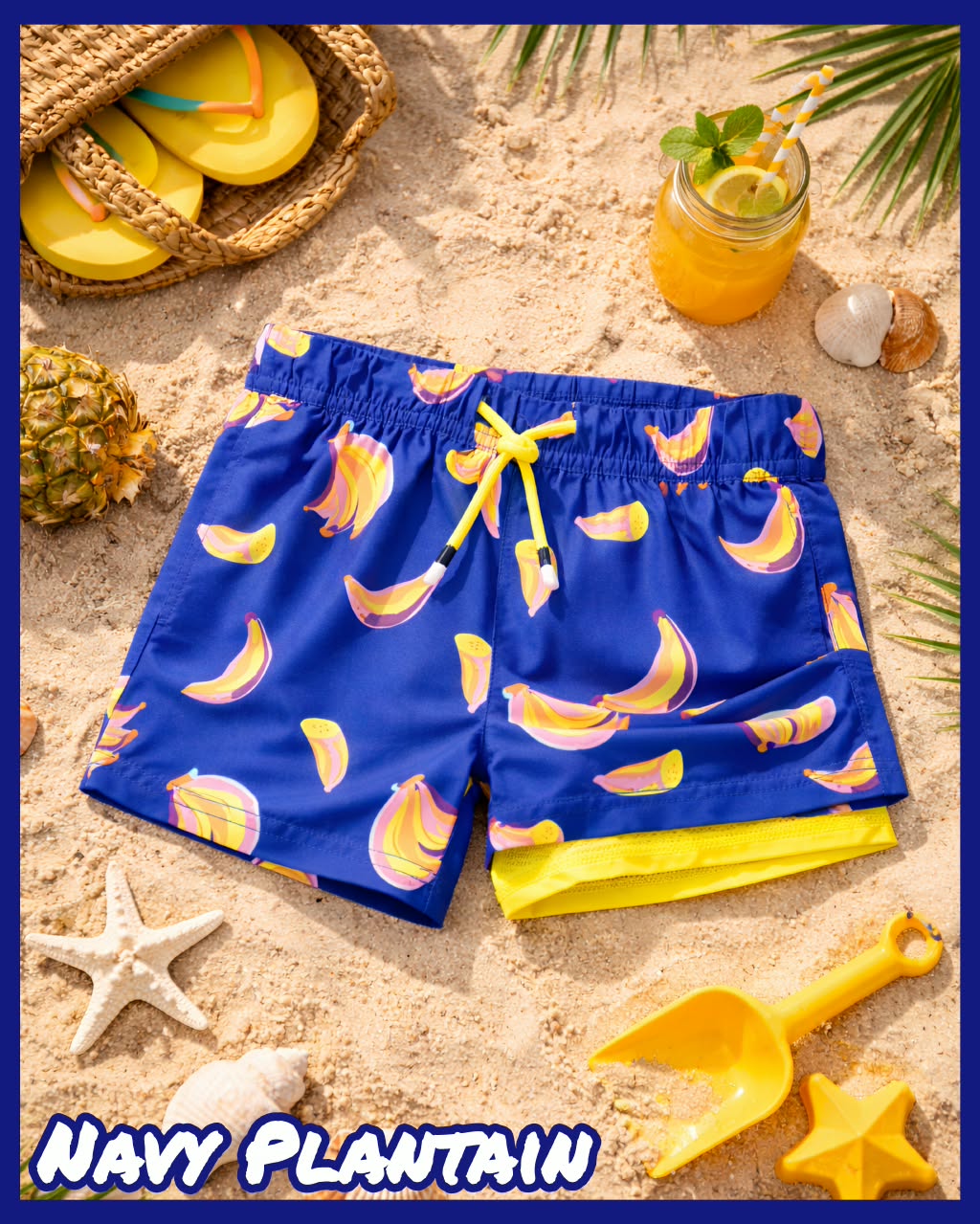 Navy Plantain – Kids Compression Trunks — navy plantain
