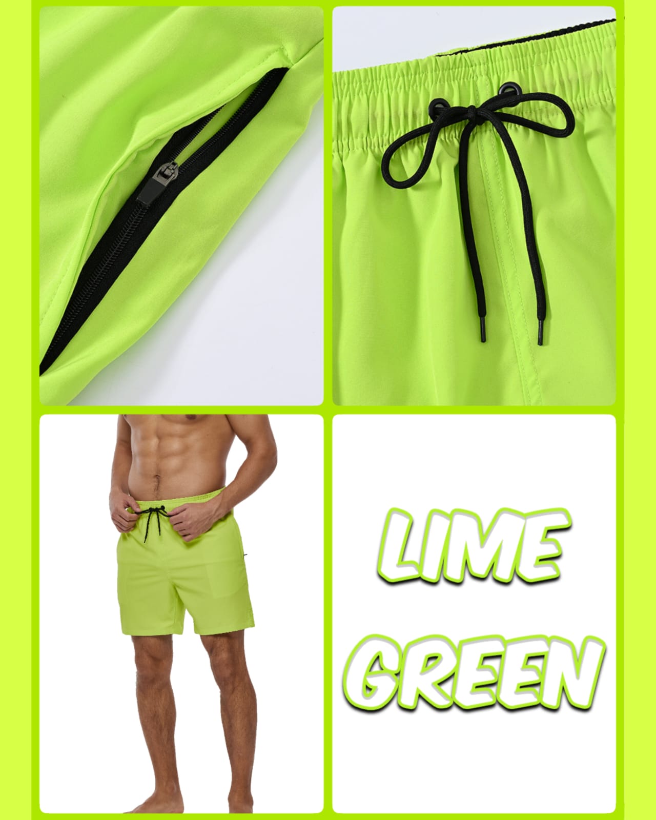 Neon Green Comfort Stretch Trunks — Neon Green 01