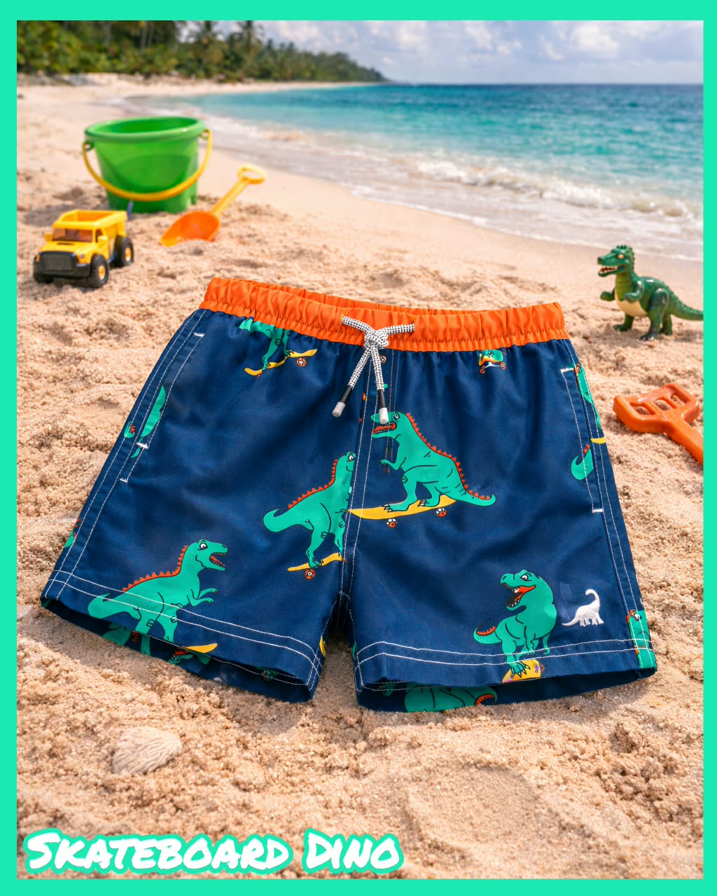 Skating Dino – Kids QuickDry Trunks — skating dino