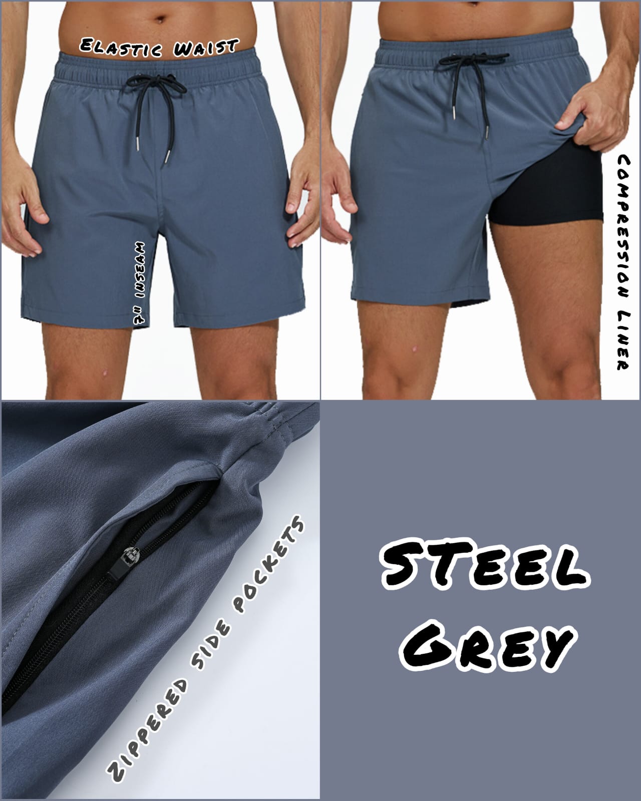 Steel Grey Compression Trunks — Steel Grey 01